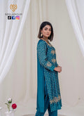 Teal raw silk elegance
