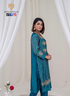 Teal raw silk elegance