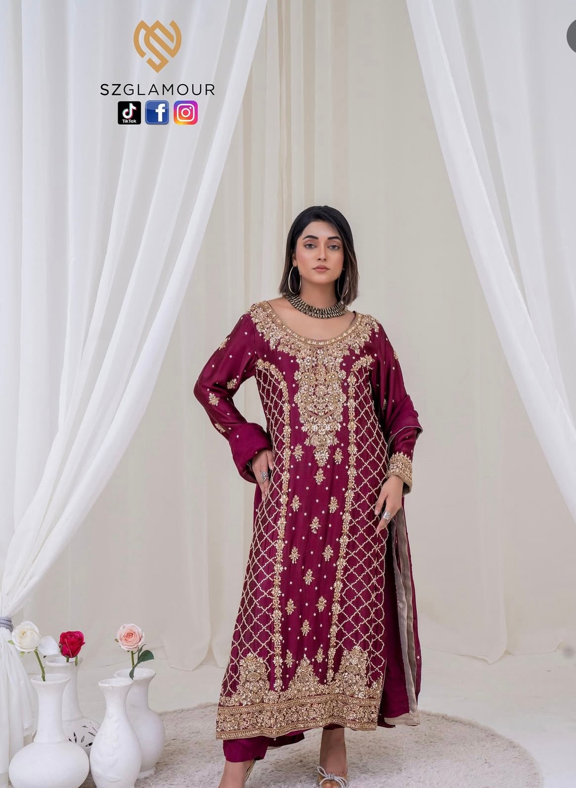 Raw silk, regal gold handwork, and a silhouette that embodies grace