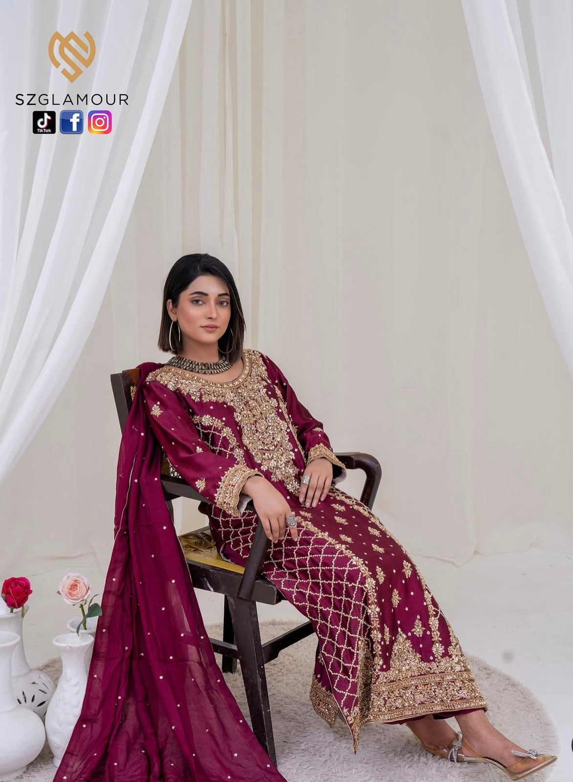 Raw silk, regal gold handwork, and a silhouette that embodies grace