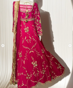 unstitched ensemble in vibrant pink (Contact on WhatsApp for customized order)