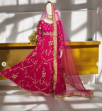 unstitched ensemble in vibrant pink (Contact on WhatsApp for customized order)